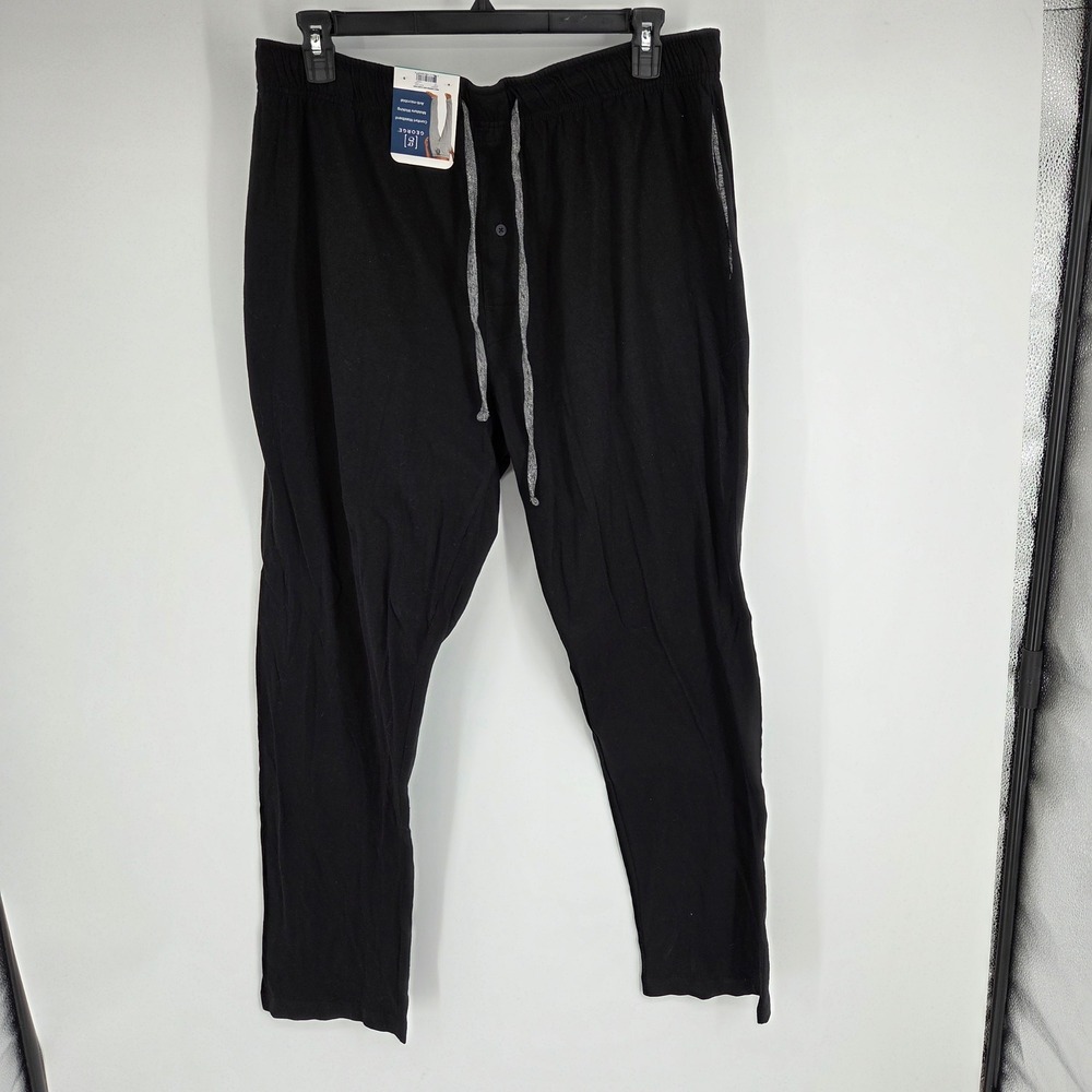 George Mens Knit Sleep Pant Black Lounge Cotton Pajama Bottoms XL 40-42 NWT